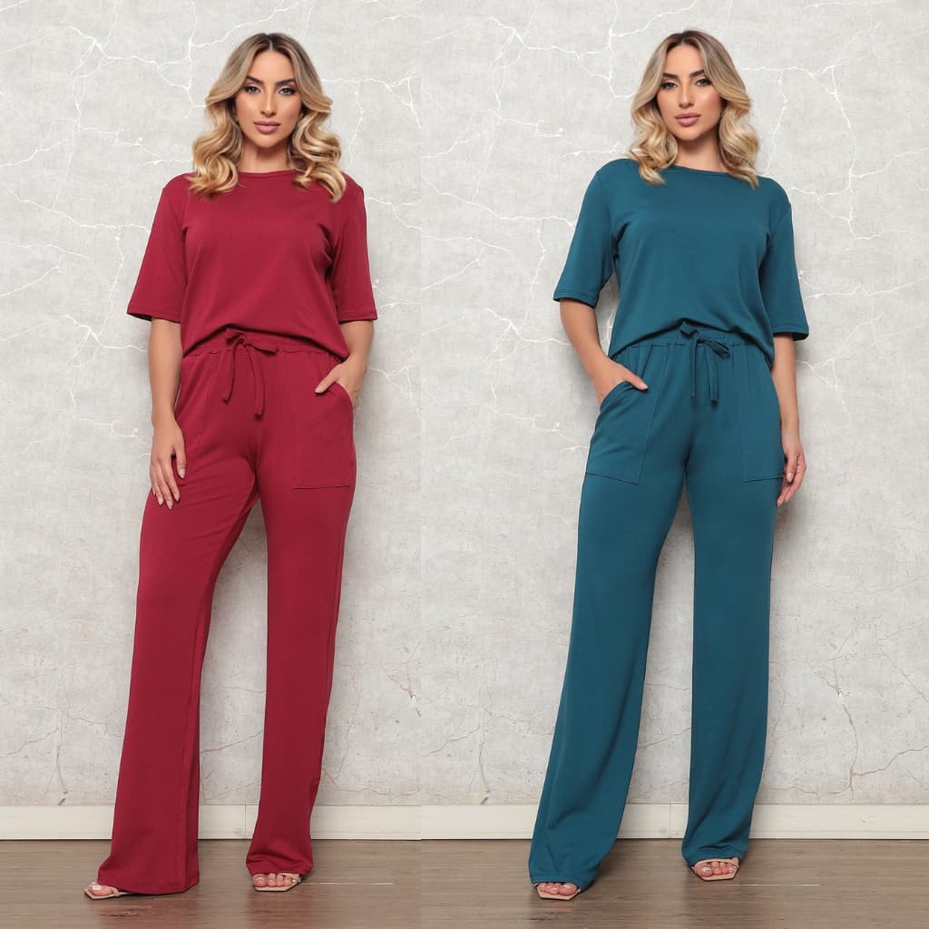 Conjunto Moletinho Premium Feminino Calça e Blusa Básico Casual e Confortável Elegante