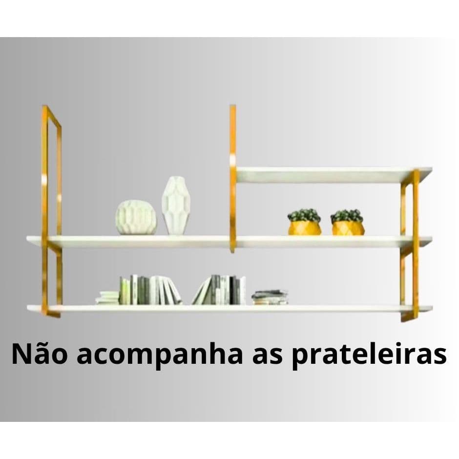 Kit Trio Suportes Estilo Industrial Metalon para Prateleira Sala Quarto Escritório Decoração