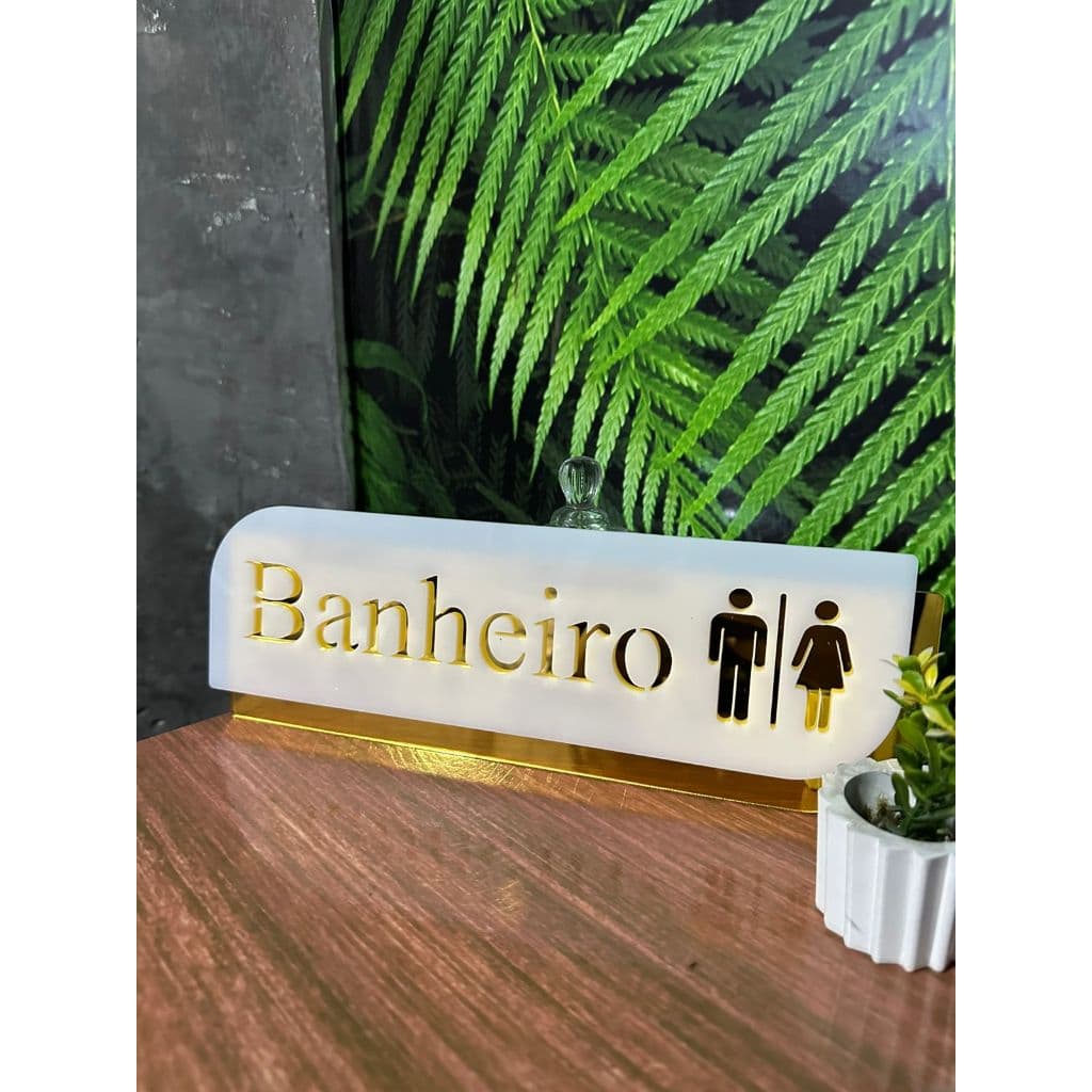 Placa Banheiro Acrílico Espelhado 2mm | Placa Decorativa - Sinalização