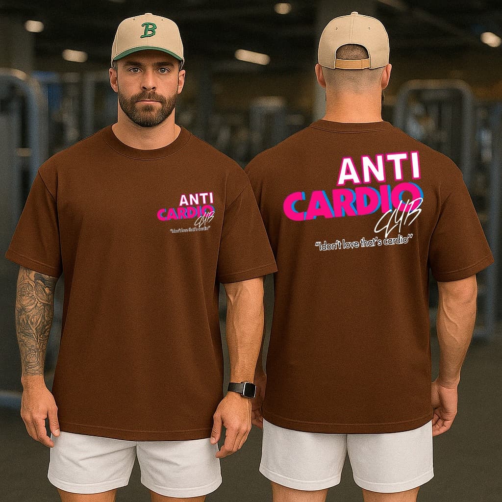 Camiseta Oversized Unissex Anti Cardio Fitness Treino Academia Estampado