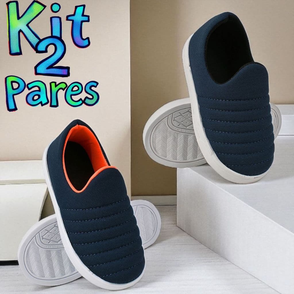 KIT 2 PARES Calce Fácil Infantil Tênis Meia Leve Antiderrapante Sola Macia Escolar