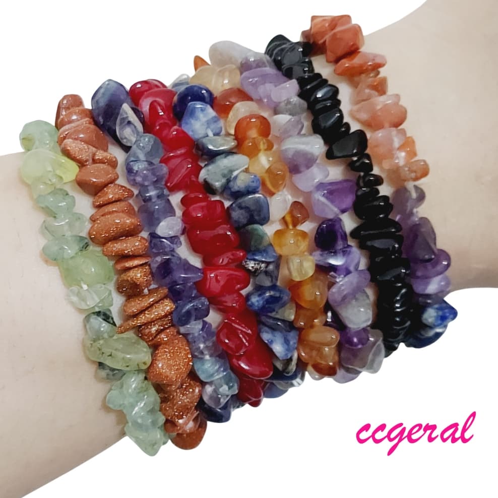 Kit 5/10 Pulseira Pedras Cascalho Modelo Sortida Varios Modelo