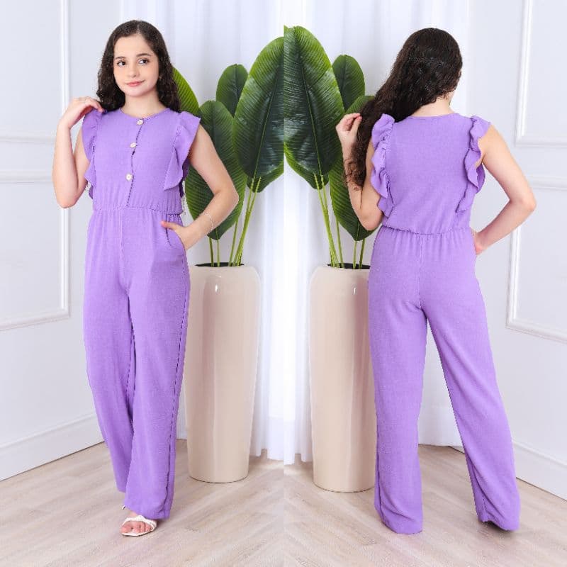 Macacão Infantil Feminino Longo Pantalona com Botões Casual e Estiloso