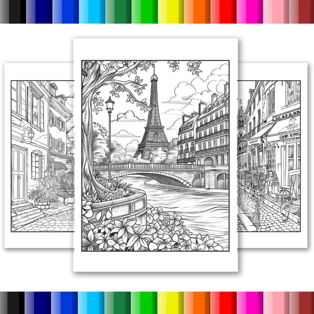 Desenhos para colorir Adulto Cidades da Europa 50 folhas soltas A4