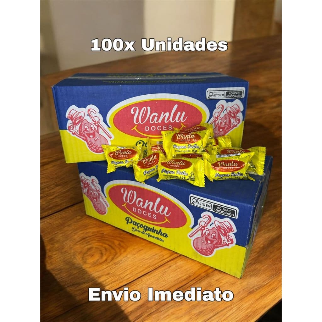 Paçoca Rolha Embalada 100 Unidades 15g Wanlu Redonda Doce de Amendoim