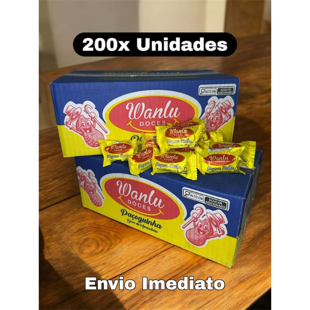 Paçoca Rolha Embalada 200 Unidades 15g Wanlu Doce Amendoim Redonda Promoção