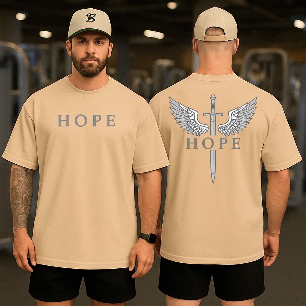 Camiseta Oversized Streetwear Unissex Blessed Hope Treino Gola Alta