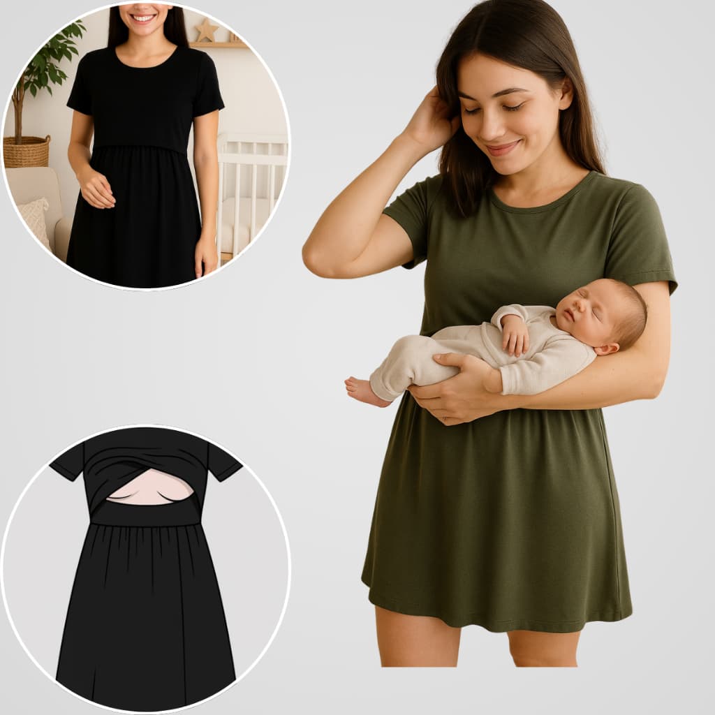 Vestido Amamentação Diversas Cores Viscolycra Premium Manga Curta Gestante Grávida Amamentar elegância e praticidade