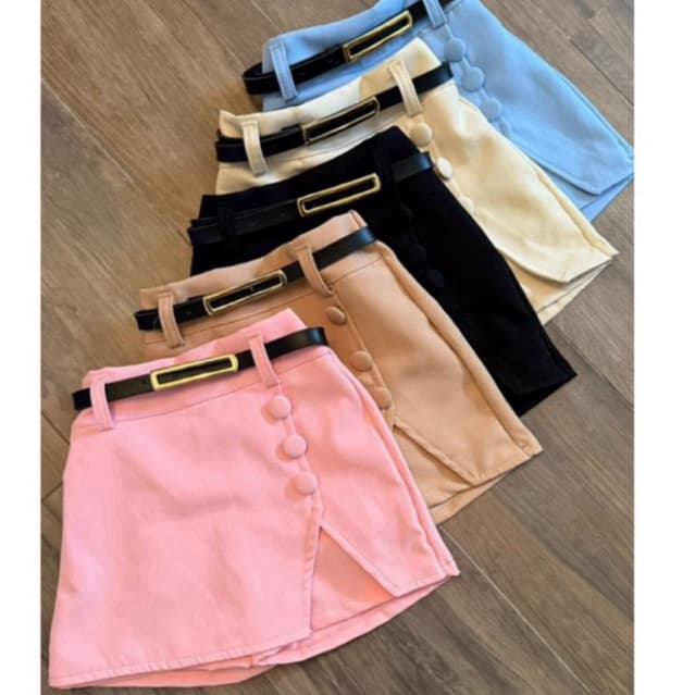 short saia  alfaiataria infantil + cinto preto tamanhos 2/4/6/8/10/12/14