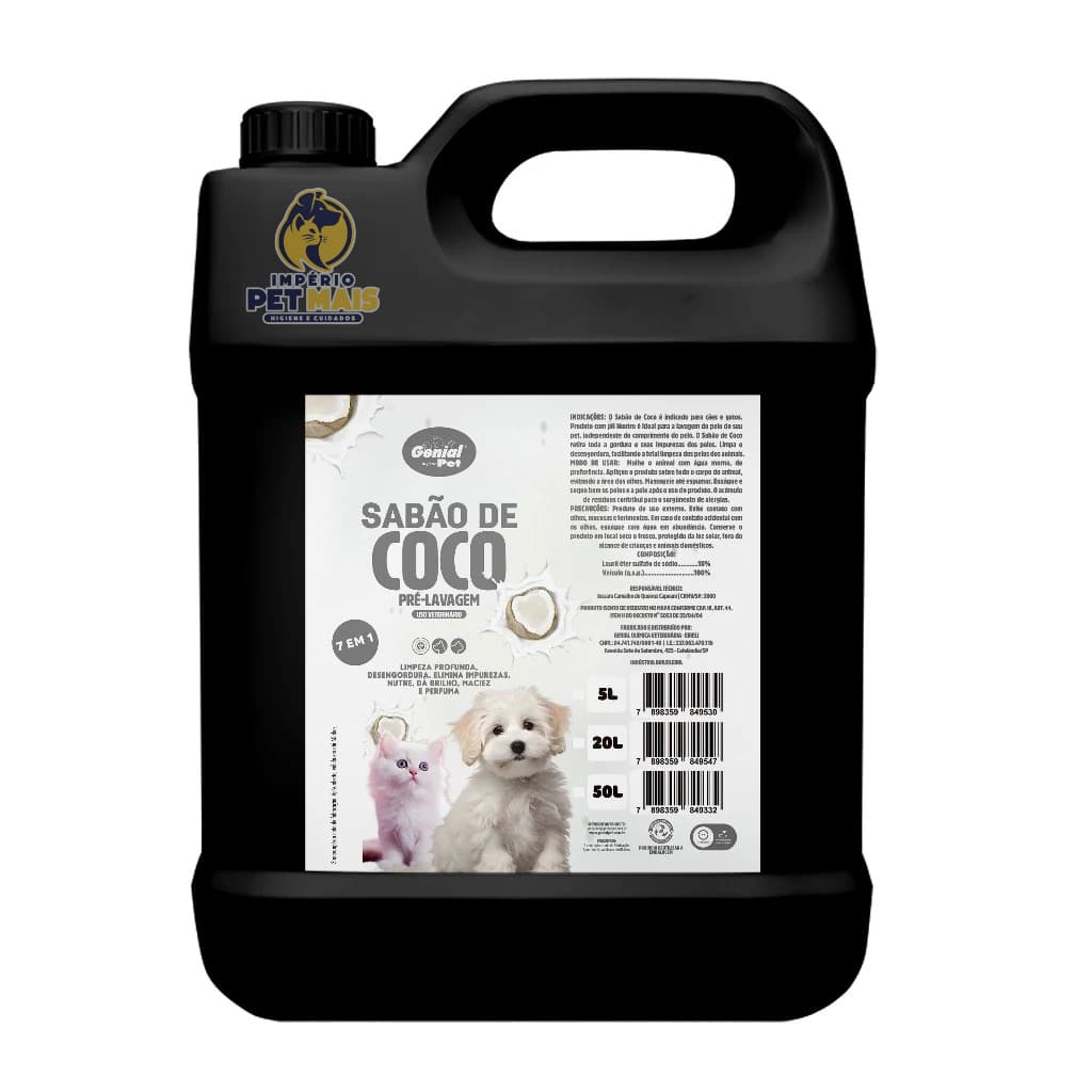 Shampoo Pré lavagem Limpeza Profunda Coco Para Cachorro E Gato Genial 5L