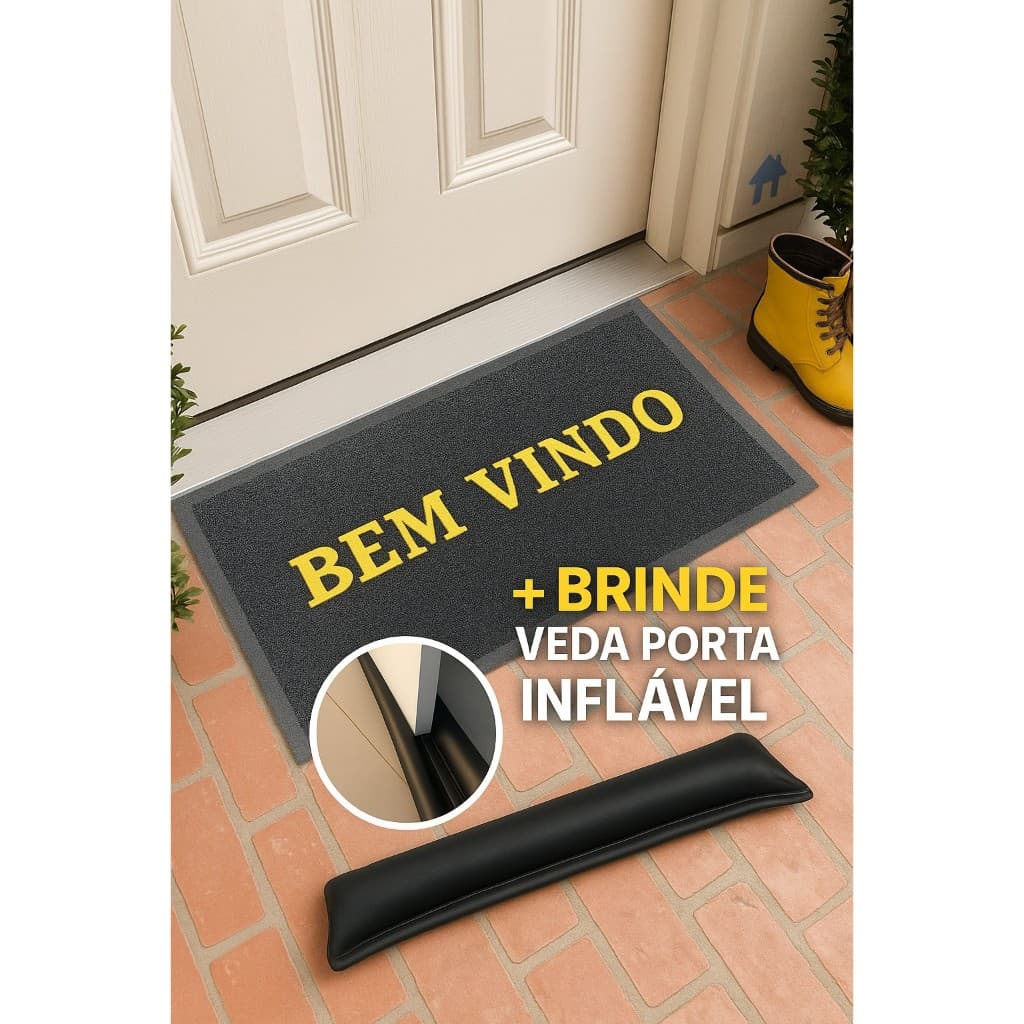 Tapete De Entrada “Bem-Vindo” – Capacho Antiderrapante Em PVC Para Porta + Brinde