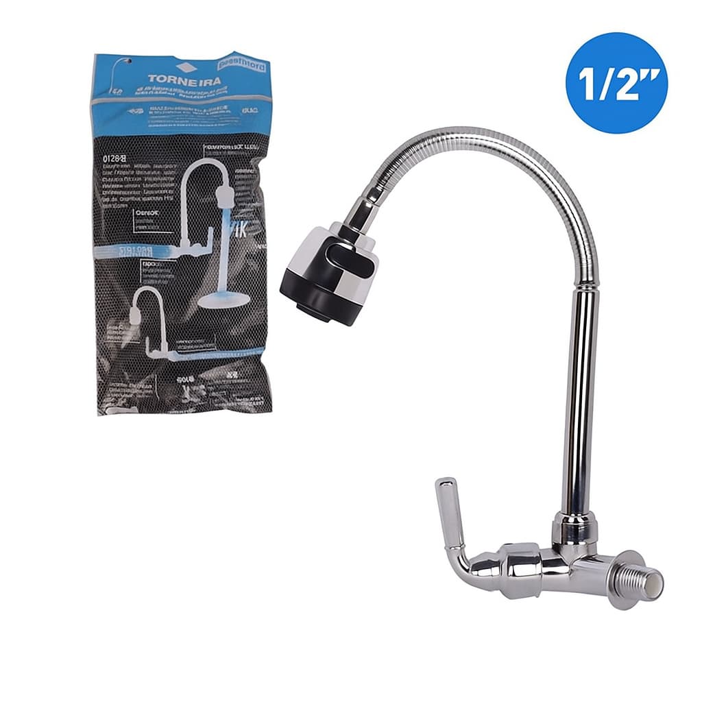 Torneira Gourmet Flexível de Parede com Ducha Inox 1/2'' Cozinha Moderna