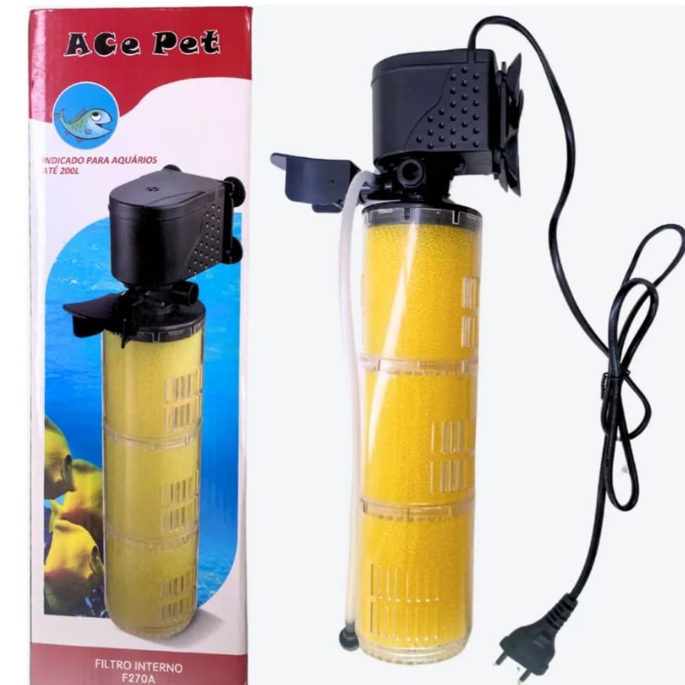 Filtro Interno c/ bomba Ace Pet F270A 3 Módulos 2000l/h - Até 200 Litros