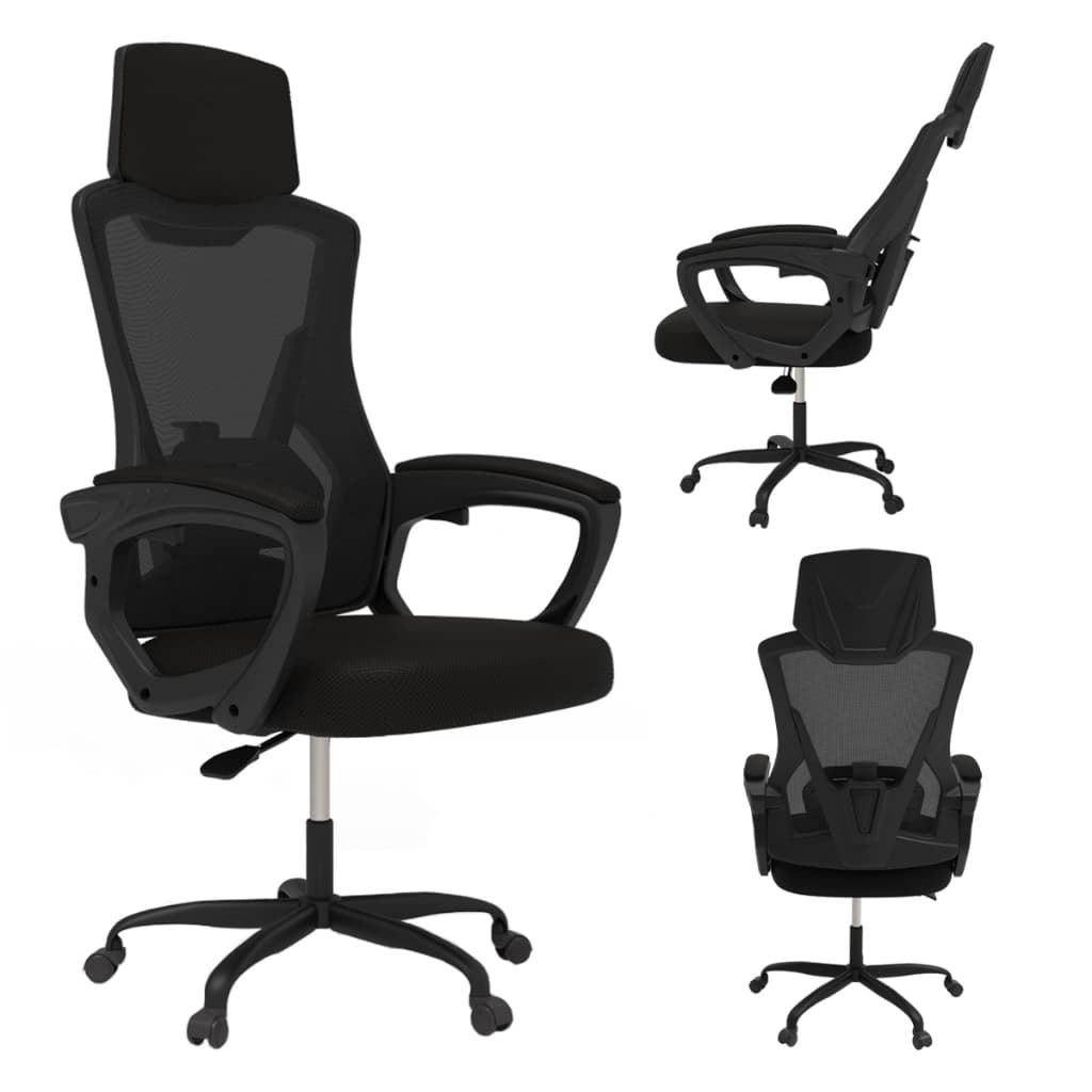 Cadeira Ergonômica Preta com Ajuste de Altura e Suporte Lombar Conforto para Home Office e Escritório
