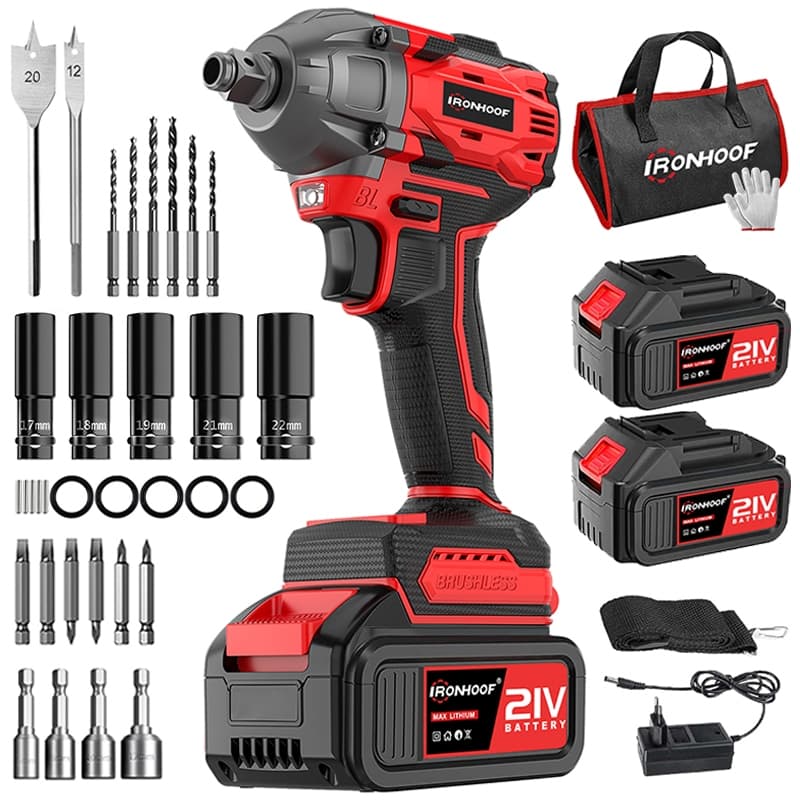 520Nm Chave De Impacto a Bateria Potente Brushless Profissional Parafusadeira De Impacto 2 Bateria