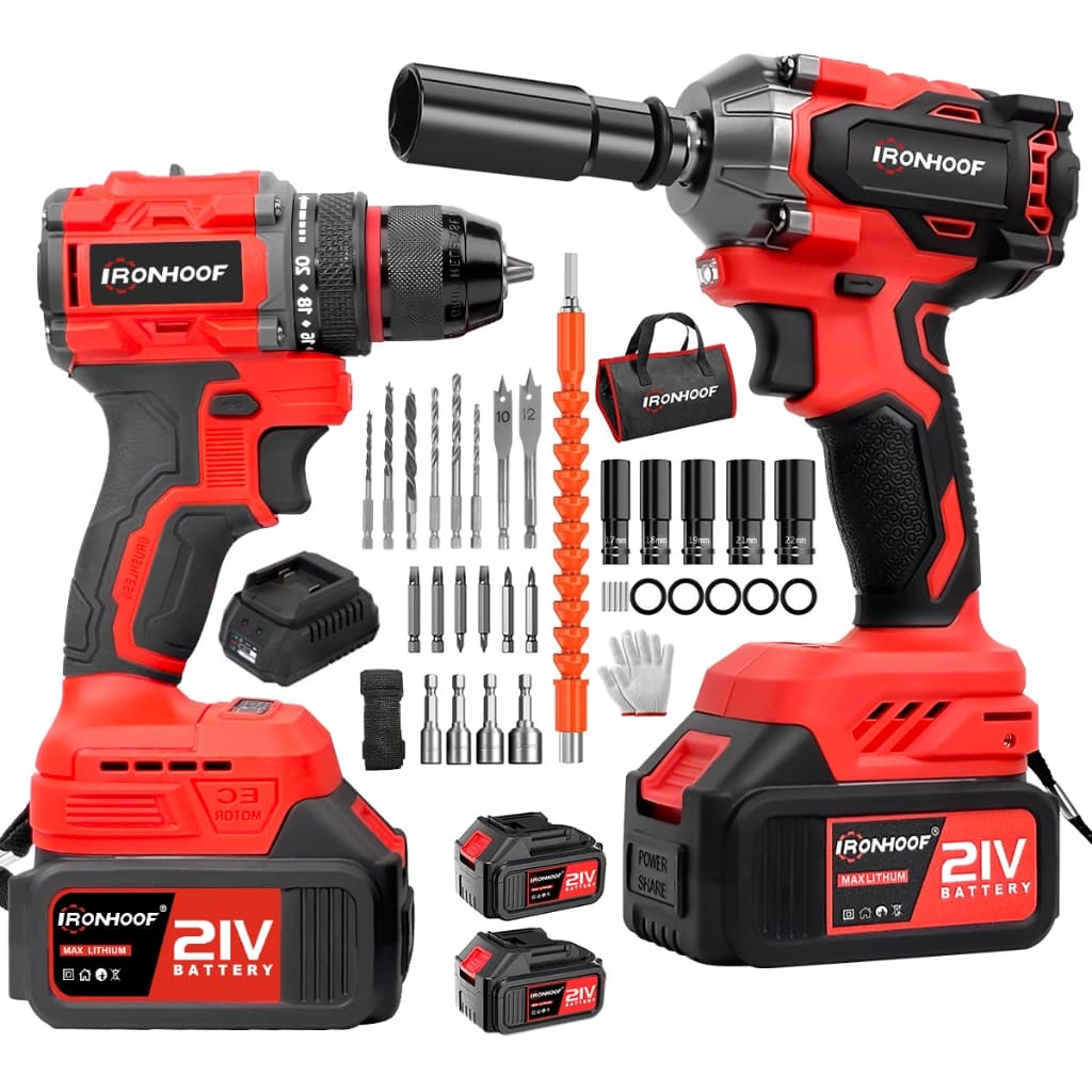 Kit 2 Chave de Impacto Furadeira Parafusadeira a Bateria Brushless Bivolt 110V/220V 4.0Ah