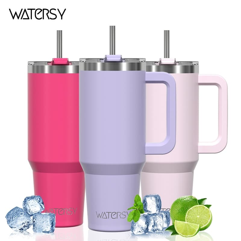 WATERSY Copo garrafa Térmica Inox 591ml Parede Dupla tampa Canudo Premium