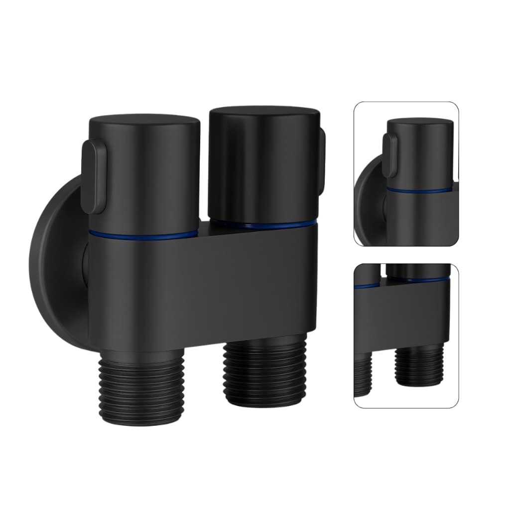 Registro Duplo Máquina De Lavar Ducha Higiênica Metal Preto