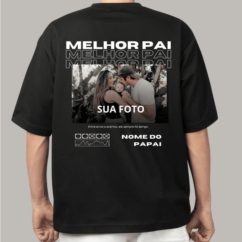 Camiseta Masculina Personalizada “Melhor Pai” com Sua Foto Camisa 100% Algodão Presente Dia dos Pais
