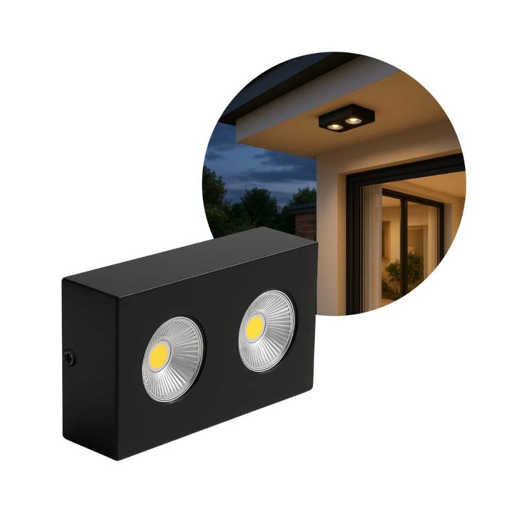 Spot Slim Sobrepor Direcionável Alumínio Luminária 2 Lâmpadas Teto Beiral Laje Cor Preto Branco Luz 3000k 4000k 6500k