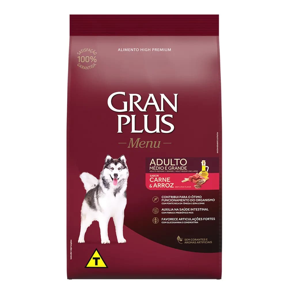 Ração Gran Plus Menu Cães Adultos Carne 15kg