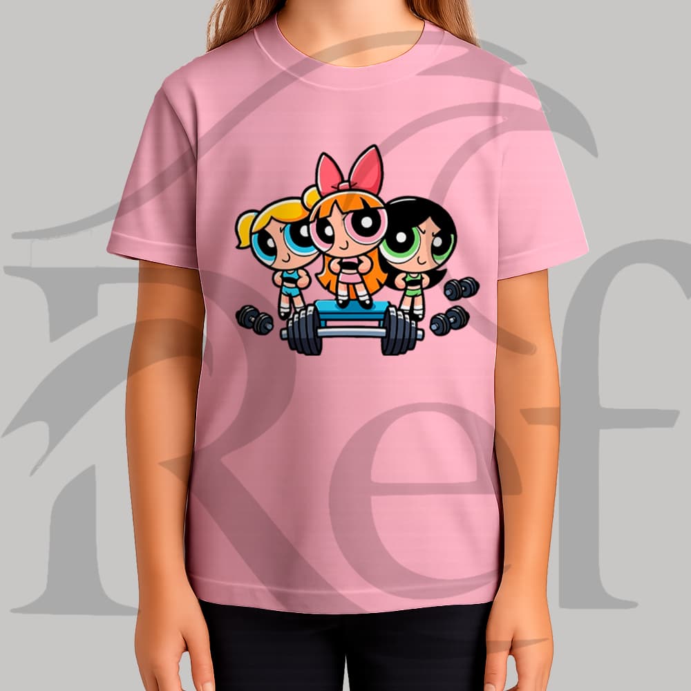 Camiseta Camisa Infantil Feminina Streetwear Meninas Super Poderosas Academia Malha Penteada Algodão Premium