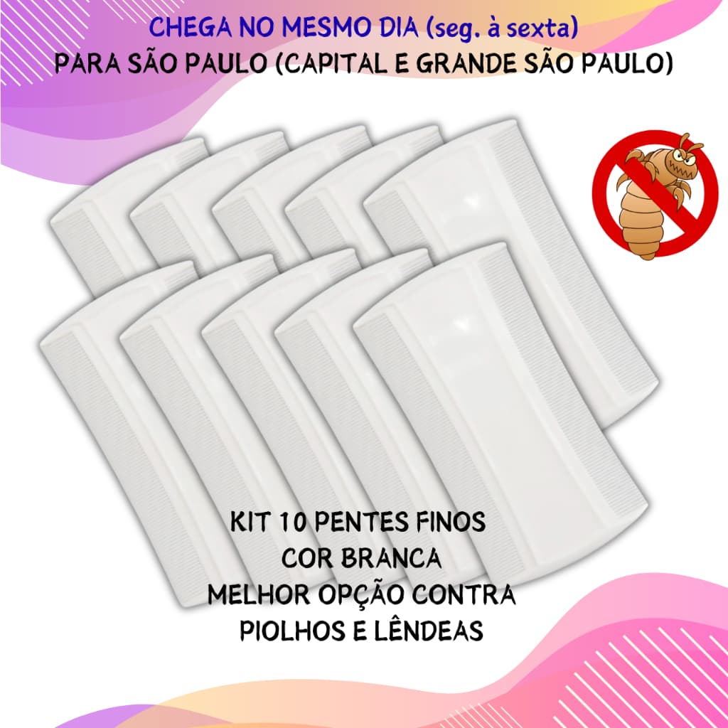 Kit com 10 Pentes Pente Finos Cor Branca Pente para Piolho