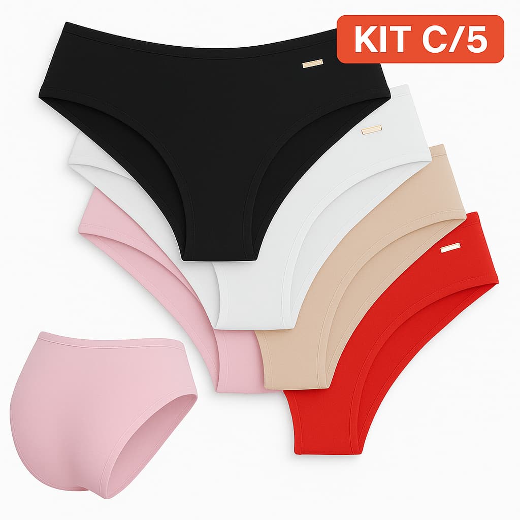 Kit 5 Calcinha Cotton Confort Algodão Tanga Básica Feminina Conforto Revenda Ivy