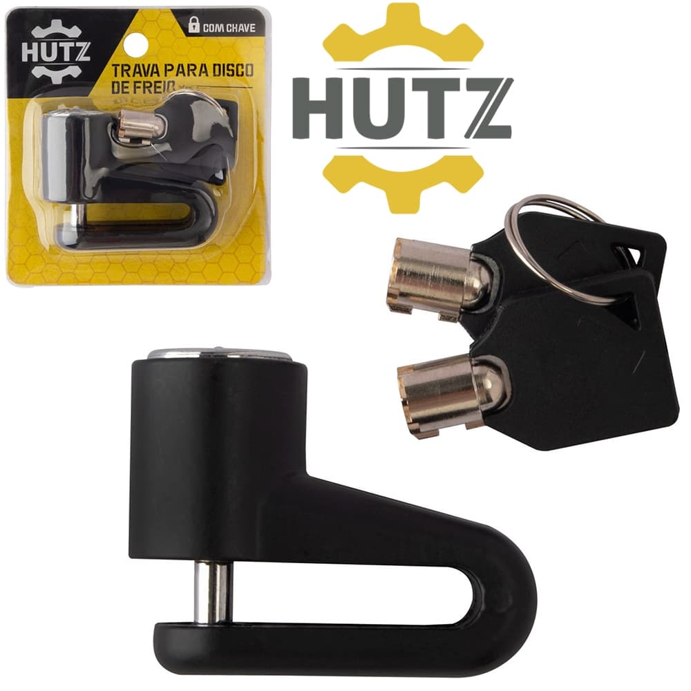 TRAVA PARA DISCO DE FREIO DE MOTO COM 2 CHAVES HUTZ