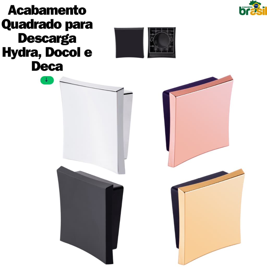 Acabamento Descarga hydra quadrado luxo cromado acabamento quadrado para descarga docol padrão