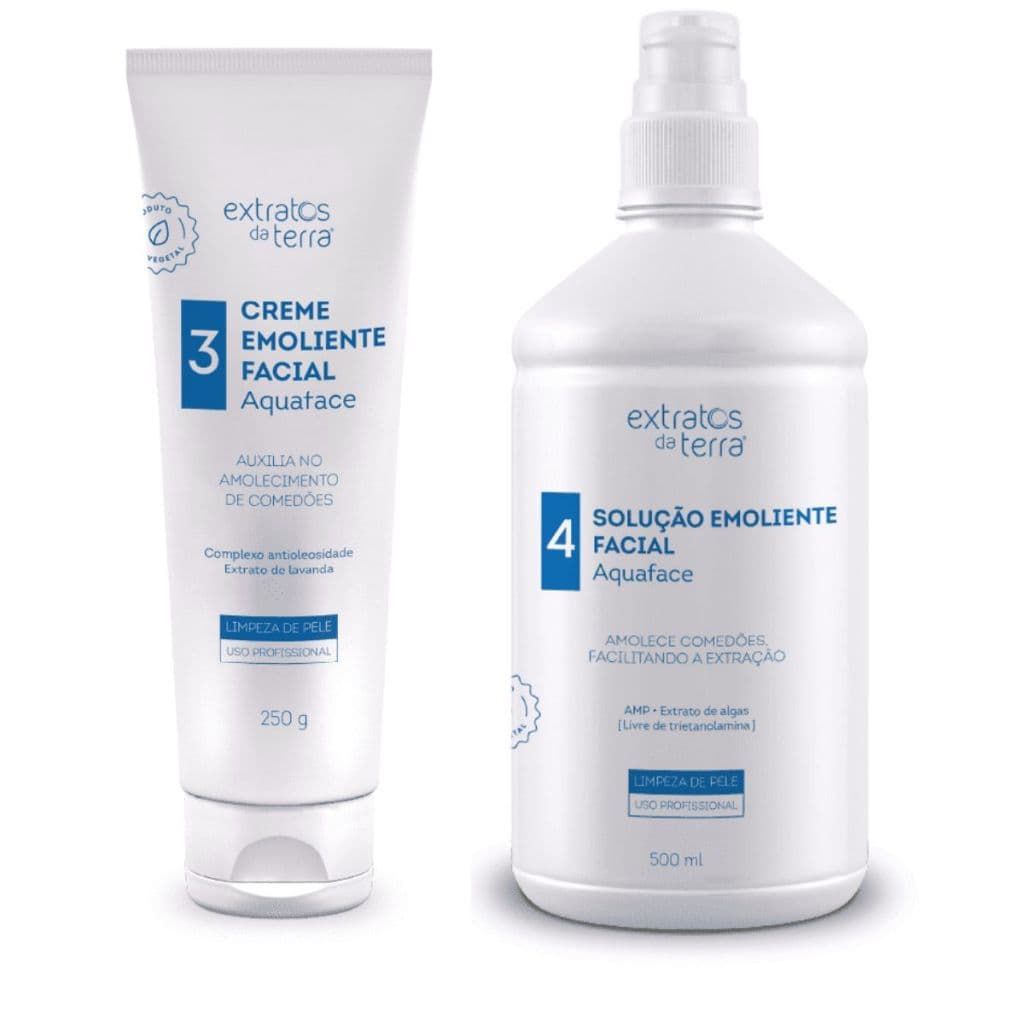 Kit Creme Emoliente e Solução Emoliente Aquaface Extratos da Terra
