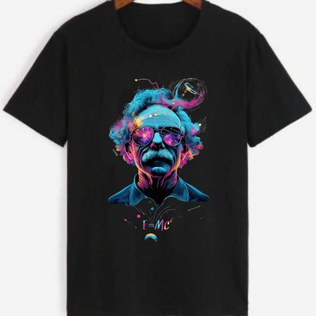 Camiseta Albert Einstein 3D Psicodélica Física Ciência Astronomia Blusa Streetwear Unissex Algodão