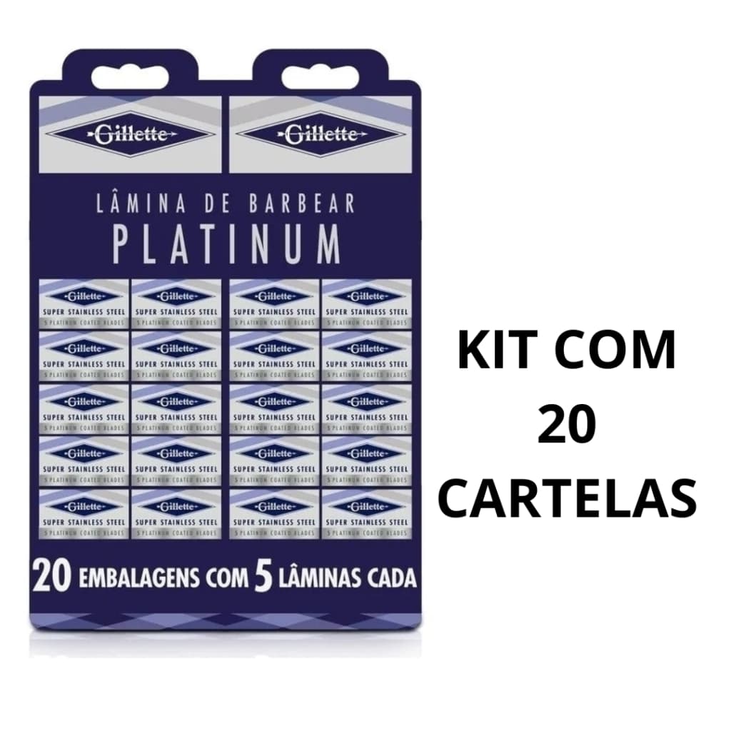 2000 Laminas Para Barbear Gillette Platinum 20 Cartelas Com 200 Unidades