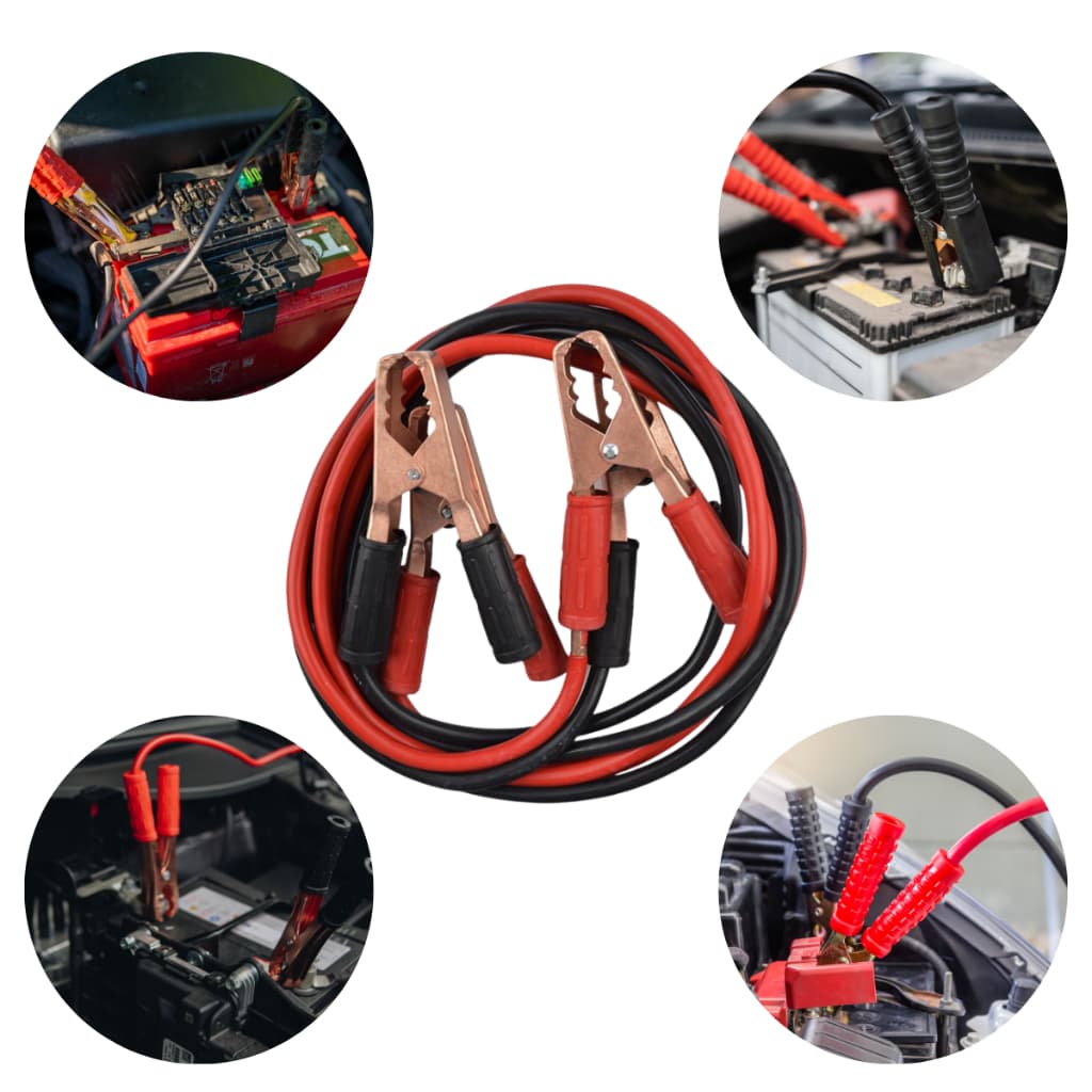Kit 2 Cabos Para Recarga Bateria Automotiva Chupeta Partida Carro Moto Segurança Utilização Portátil 300 AMP 2,5 Metros