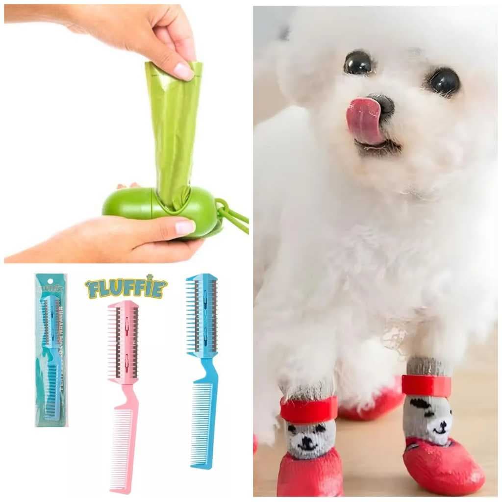 Kit | Pet | 1 Cata Caca | 1 Pente com navalha | 1 Kit 4 meias à prova d'água para pets