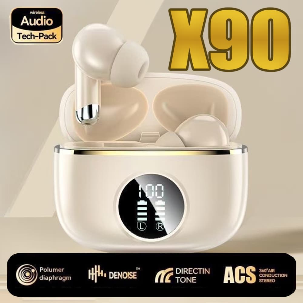 2025 X90 Fones de ouvido intra-auriculares sem fio Tela de exibição digital Jogos de negócios