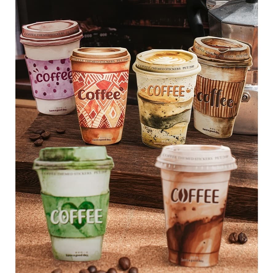 Kit 20 adesivos pet - Coffee Themed Stikers