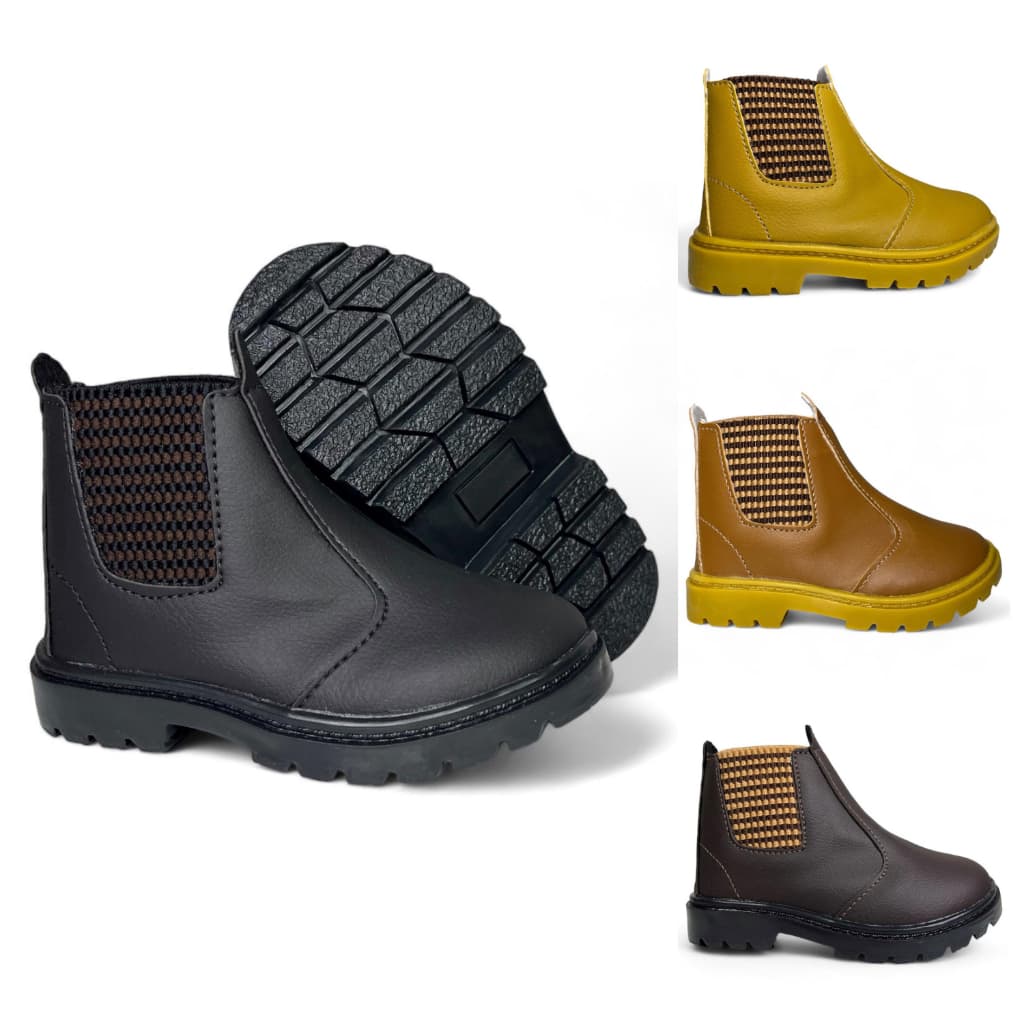 Botinha/Bota Infantil/Bebê Coturno Elástico Várias Cores Mostarda Preto Caramelo Café Solado Tratorado 18 ao 27