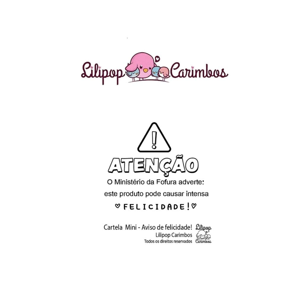 Cartela de Carimbos  Mini - "Aviso de Felicidade " - Lilipop Carimbos