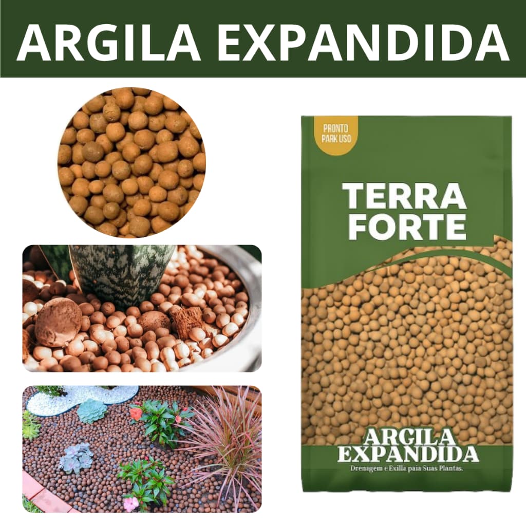 Argila Expandida 20 Litros TERRA FORTE Jardinagem, Drenagem, Decoração, Forração