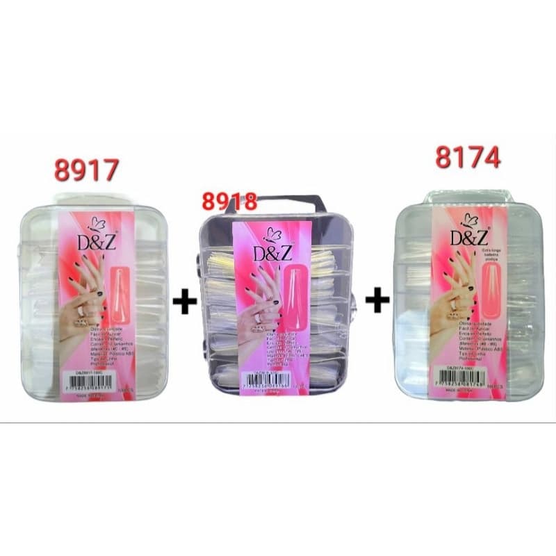 Kit 300 Unhas Postiças Bailarina Extra Longa – Transparente | 10 Tamanhos Diferentes