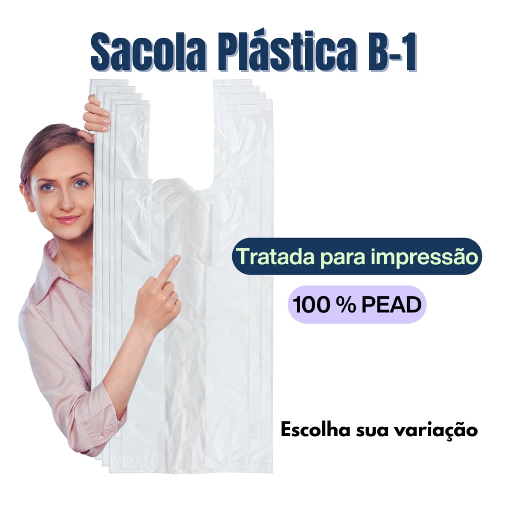 Sacola B-1 Branca Tamanho Feira Lanchonete Padaria Impressão Perfumaria Farmácia Papelaria