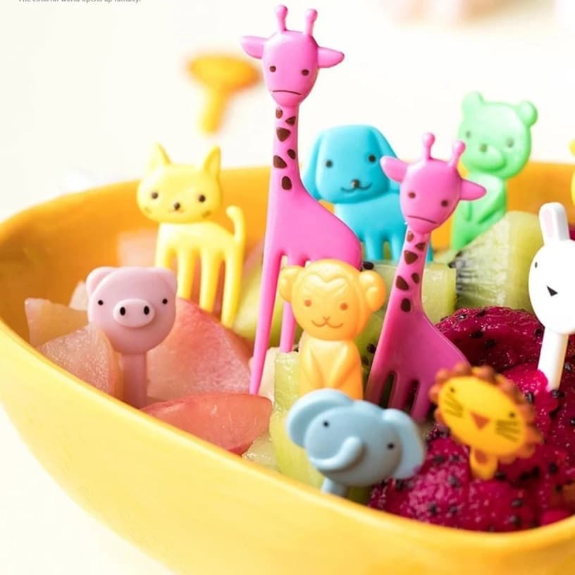 Kit com 30 peças Mini Garfo Para Petisco Infantil Desenho Animado Fruta Bolo Sobremesa