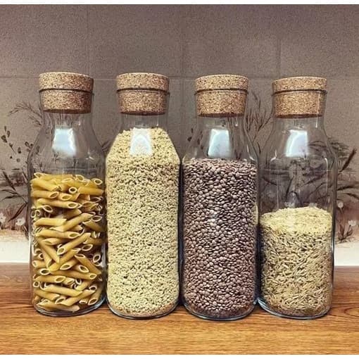 2 garrafas de vidro com rolha de cortiça 1000ml - chá - cafeteira - jarra de suco - jarra de vidro- sementes e cereais