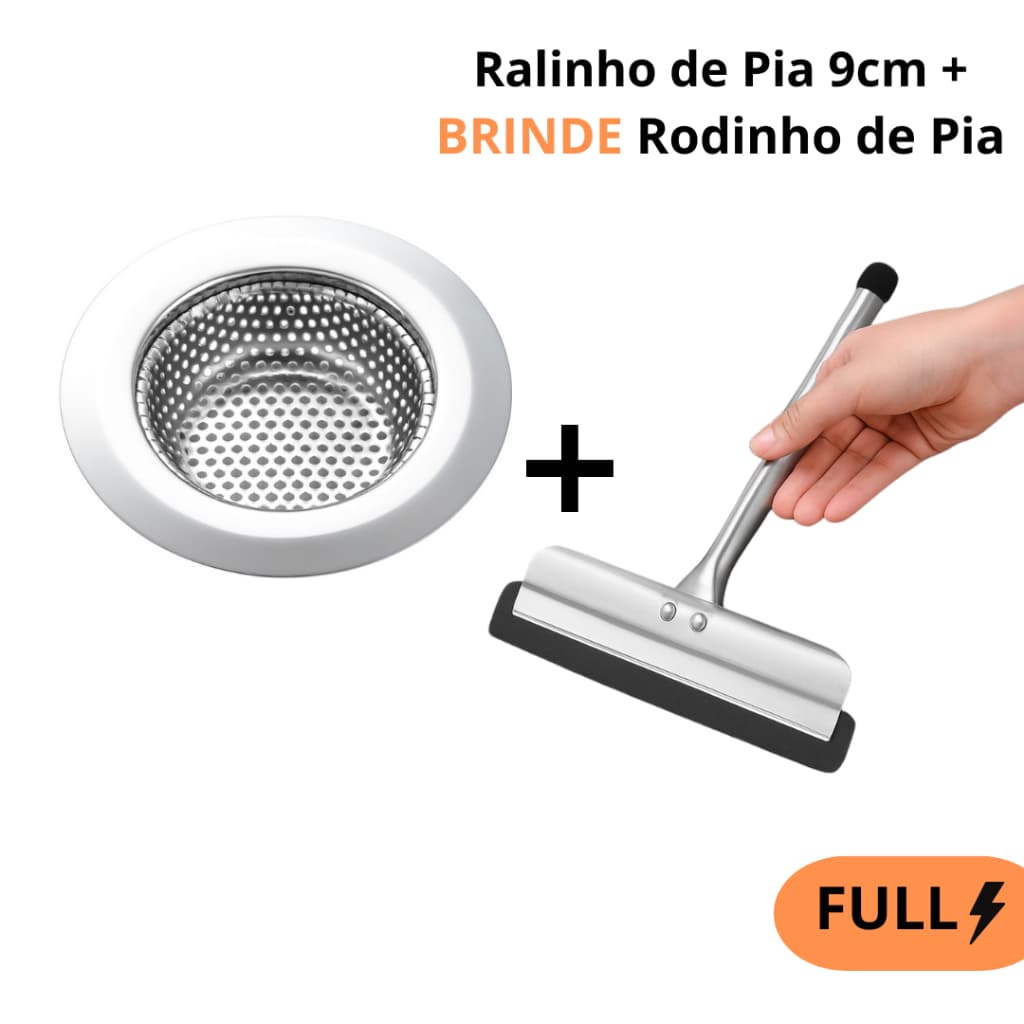 Ralinho De Pia 9cm + Brinde Rodinho De Pia Em Alumínio Para Cozinha