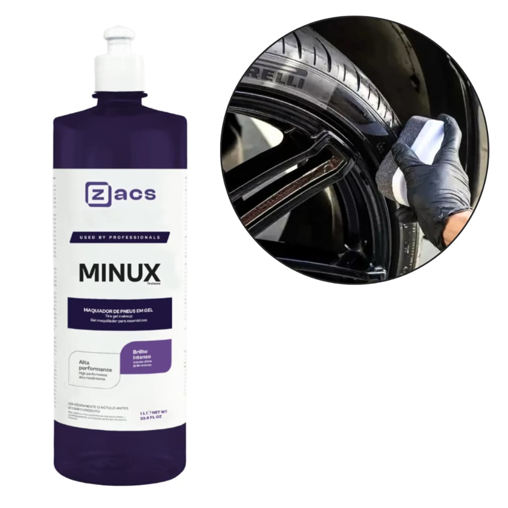 Minux 1Litro  Zacs Maquiador de pneus em Gel Brilho Intenso Pneus Pretinho