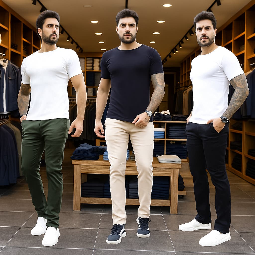 Kit 3 Calças Spor Fino com Lycra 38 ao 48 Preta Bege e Verde Linha Luxo
