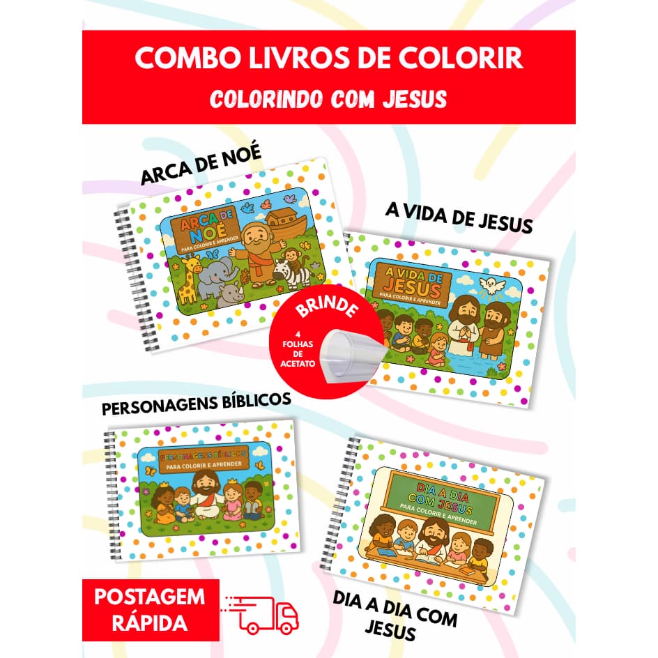 Livro De Colorir Jesus Bíblico Deus Combo Mais De 200 Desenhos Folhas 120g Capa Dura Wire-O