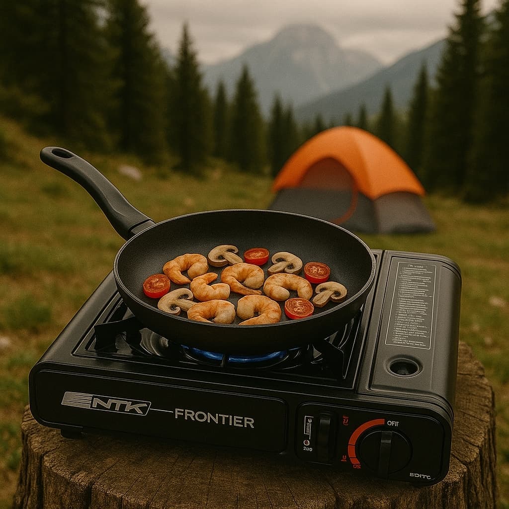 Fogareiro de Mesa a Gás NTK Frontier Preto Fogão 1 Boca para Camping e Pesca | Variações disponíveis
