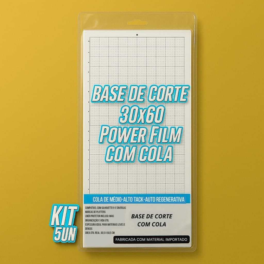 Kit 5 Base de Corte - 30x60cm - Compatível Silhouette Alta Rigidez Esteira de Corte Transparente